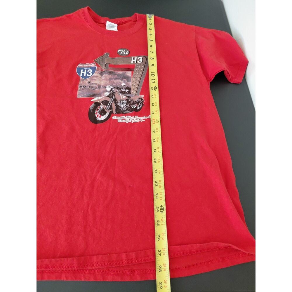 VTG Motorcycle T Shirt HAWAIIAN Intersate H3 Cruiser Bike Large USA Biker OOAK - Picture 10 of 10
